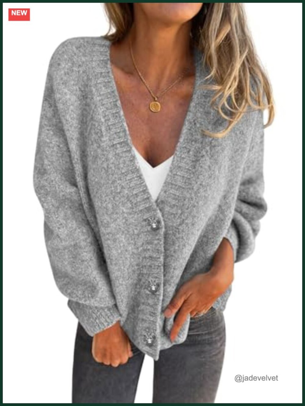 Women's Chunky Knit Cardigan V-Neck Button Down Long Sleeve Oversized Sweater